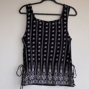 Lucky Brand Square neck tank top with side ties.